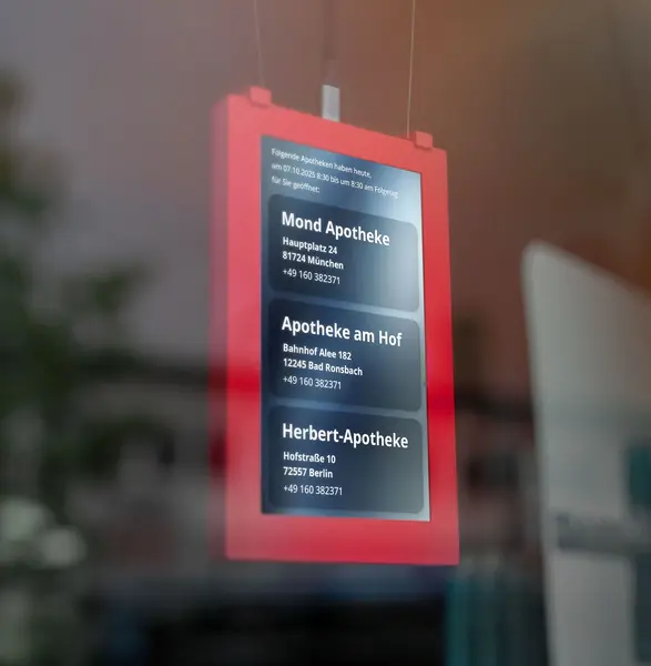 Digitales Notdienstdisplay im Hochformat
